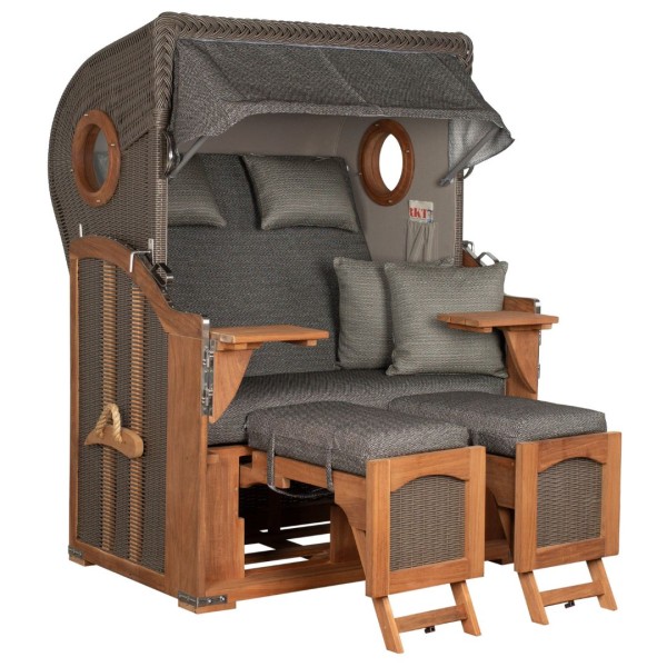 Strandkorb Mellum - Akazie - 2-Sitzer - anthrazit - Design 577