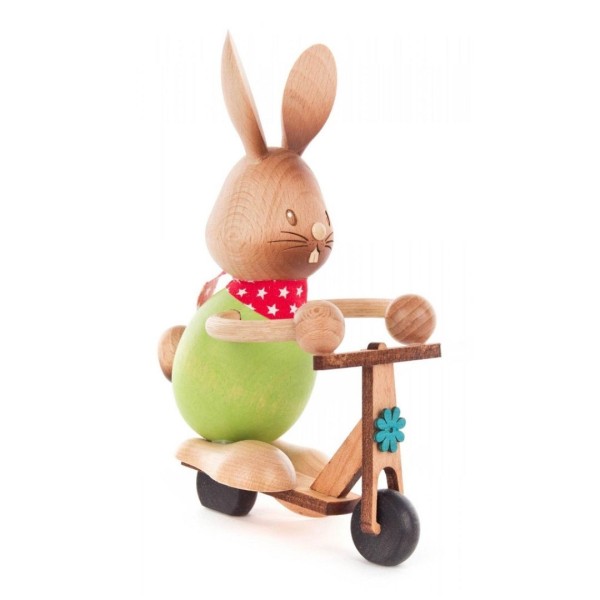 Hase Stupsi mit Roller - Holzfigur - Osterdekoration