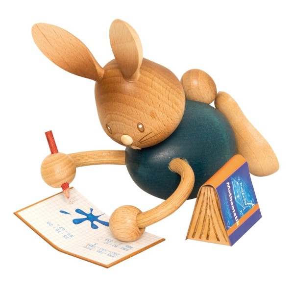 Hase Stupsi Homeschooling mit Heft - Holzfigur - Osterdekoration