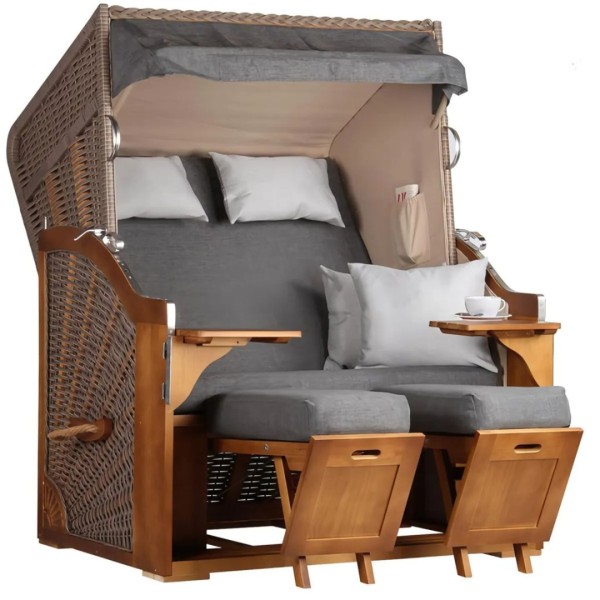 Strandkorb Schleswig - Pinie - 2-Sitzer - anthrazit - Design 558