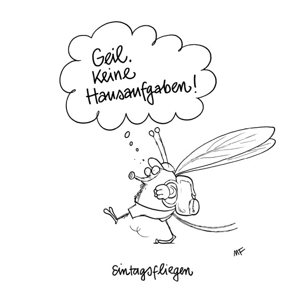 Wandbild "Keine Hausaufgaben" - Marco Finkenstein - 21. Deutscher Karikaturenpreis