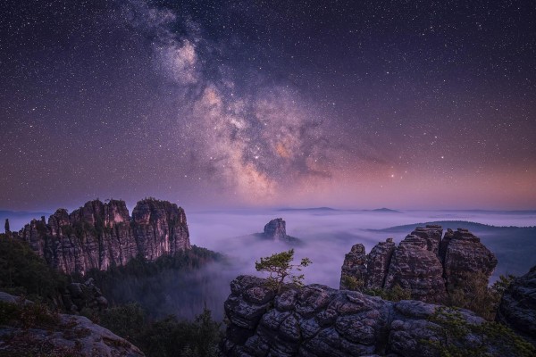 Wandbild Sächsische Schweiz - Sächsische Schweiz bei Nacht (Motiv LV40)