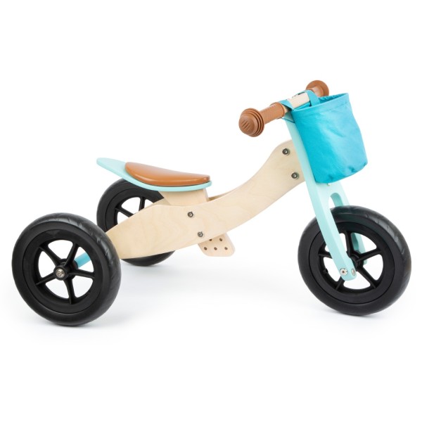 Laufrad-Trike Maxi 2 in1 - Türkis - mit höhenverstellbarem Sattel & abnehmbarer Lenkertasche