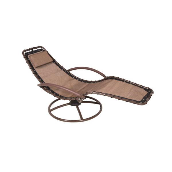 Sonnenliege RHODOS - Stahl pulverbeschichtet - Kunststoffgewebe - braun / beige
