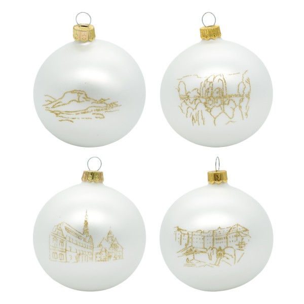 Weihnachtskugeln Pirna - 4er Set - weiß