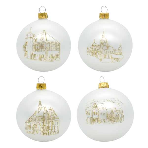 Weihnachtskugeln Radebeul - 4er Set - weiß