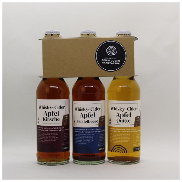 Whisky-Cider, 3er Set (Whisky-Cider Apfel-Heidelbeere, Whisky-Cider Apfel-Kirsche, Whisky-Cider Apfe
