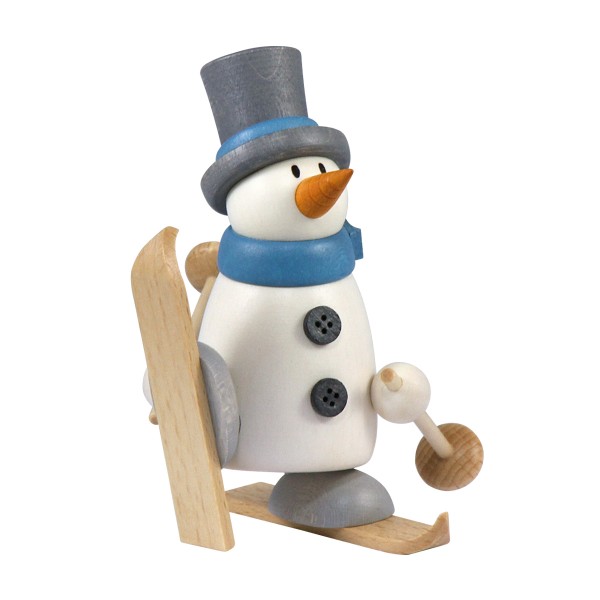 Schneemann Fritz mit Ski - Hobler Holzfigur