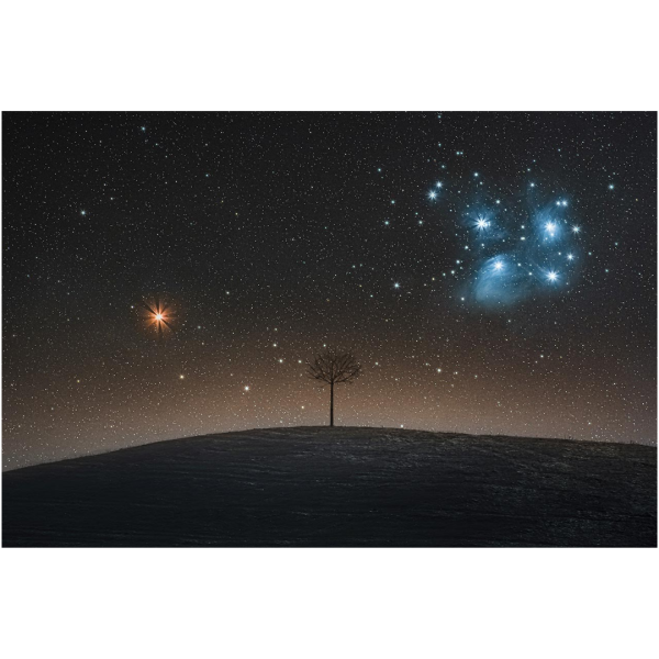 Wandbild Zittauer Gebirge - Die Pleyaden und Mars (Motiv LV01)