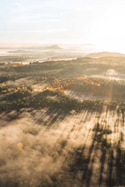 Wandbild Böhmische Schweiz - Neblige Herbstlandschaft - Blick auf den Rosenberg (Motiv LV12)