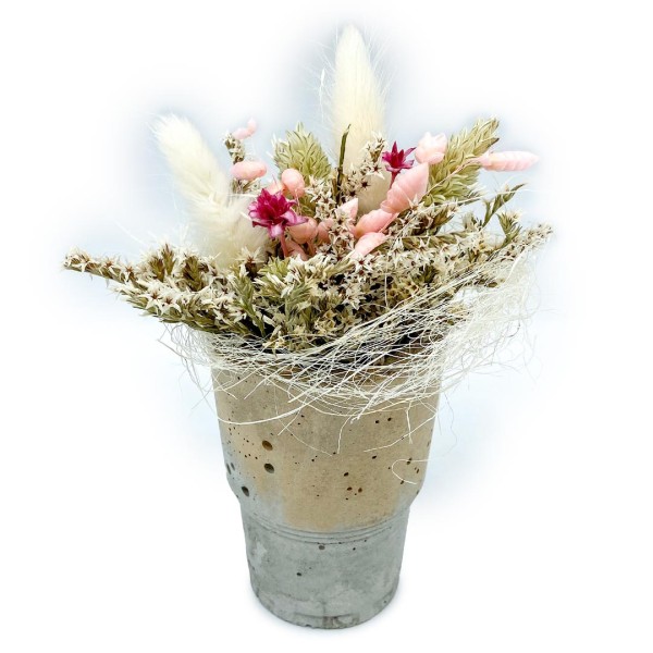Traumgießerei - Becher SAND mit Blumengesteck