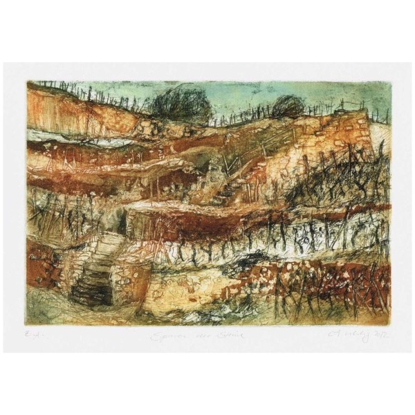 André Uhlig Farbradierung - Spuren der Steine