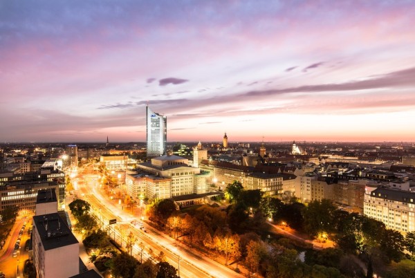 Wandbild Leipzig - Blick vom Messehochhaus auf die Innenstadt (Motiv JM04)