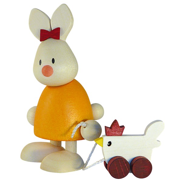 Hase Emma mit Huhn - Hobler Holzfigur - Osterdekoration