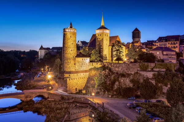 Wandbild Bautzen - Blick auf die Alte Wasserkunst und Michaeliskirche (Motiv 00831)