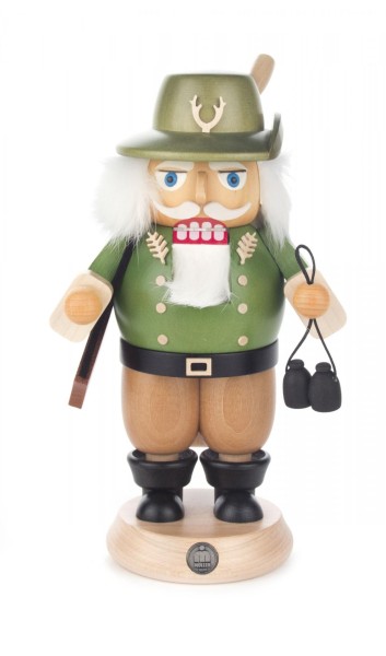 Nussknacker Förster grün-natur mit Fernglas und Gewehr, 21cm