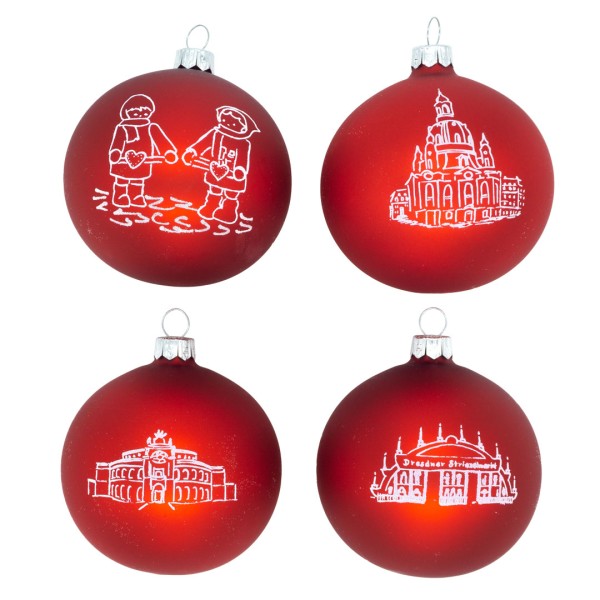 Weihnachtskugeln Dresden - 4er Set - rot