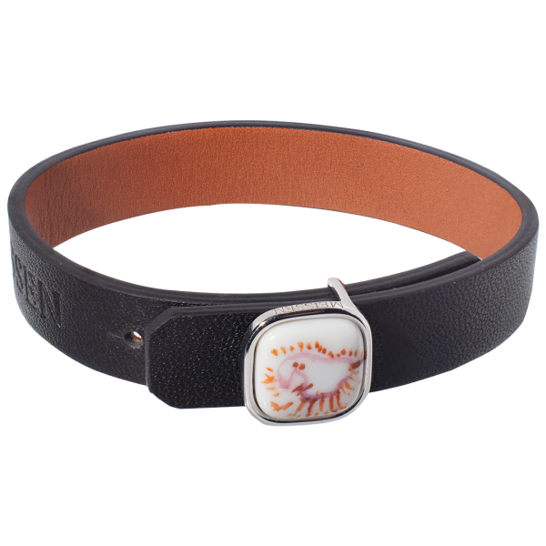 MEISSEN - Individuelle Child Art - Herren-Lederarmband, 925 Sterlingsilber