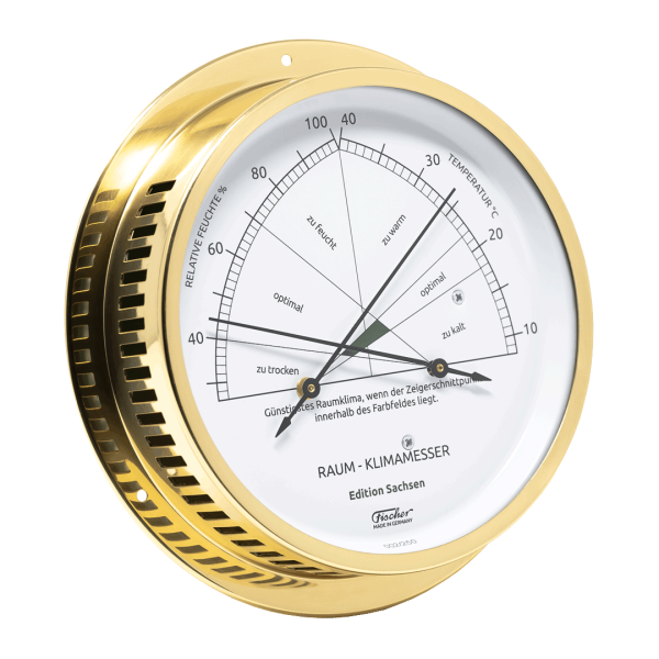 Fischer Raum-Klimamesser - Edition Sachsen - 150 mm Messing poliert