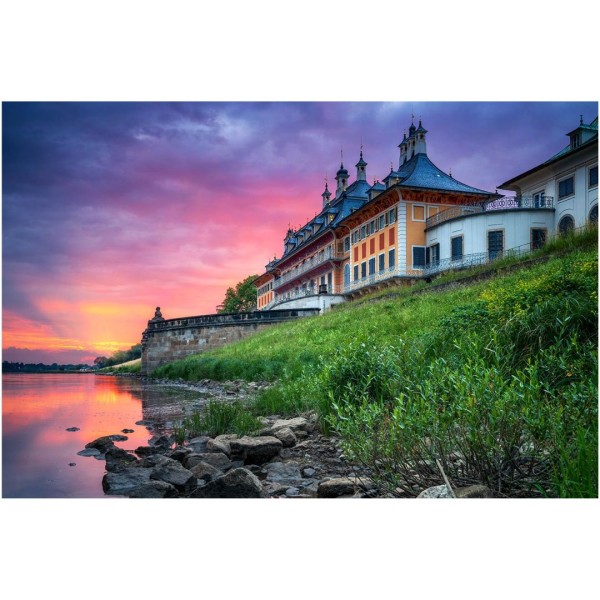 Wandbild Pillnitz - Schloss Pillnitz zum Sonnenuntergang (Motiv 01075)
