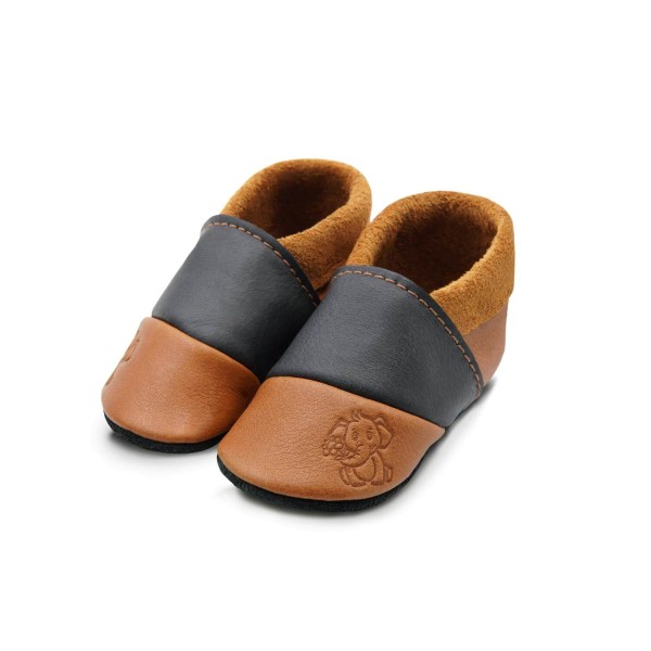 THEWO Kinderschuhe Elefant aus Öko-Leder - braun-schwarz