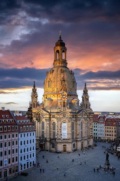 Wandbild Dresden - Frauenkirche zum Sonnenuntergang (Motiv 01109)