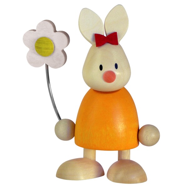 Hase Emma mit Blume - Hobler Holzfigur - Osterdekoration