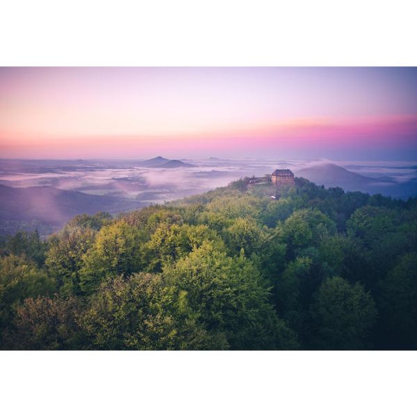 Wandbild Zittauer Gebirge - Nebliger Sonnenaufgang auf dem Hochwald (Motiv LV15)