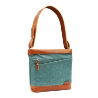 Handtasche THEWO "Jodi" petrol - Umhängetasche aus Stoff & Leder Handtasche THEWO "Jodi" petrol - Umhängetasche aus Stoff & Leder
