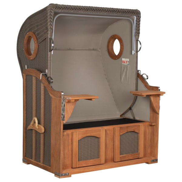 Strandkorb Mellum - Akazie - 2-Sitzer - grau-blau - Design 576