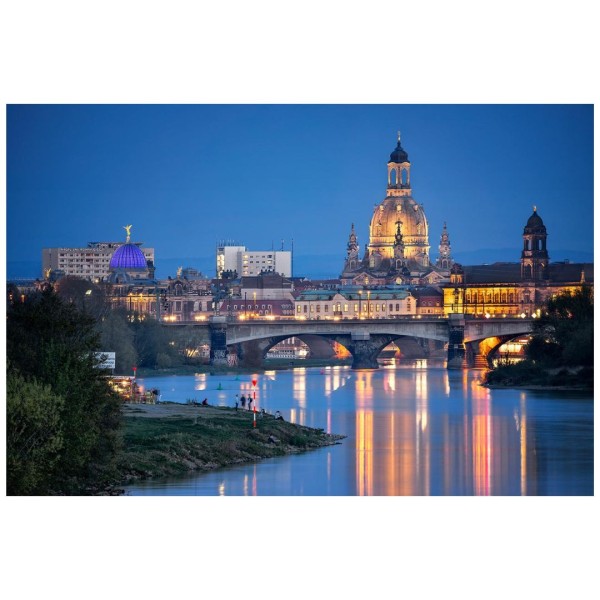 Wandbild Dresden - Blick auf Dresdner Altstadt zur Blauen Stunde (Motiv 01058)