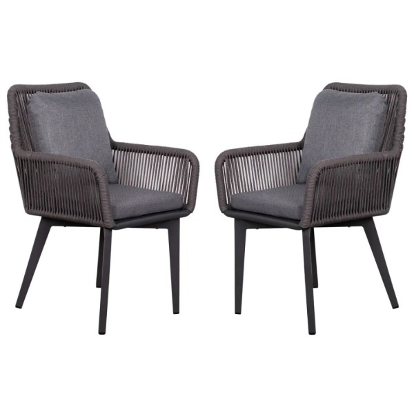Dining-Sessel Marbella Rope - 2er Set - Aluminium Grau