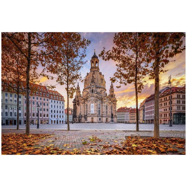 Wandbild Dresden - Die Frauenkirche im Herbst zum Sonnenaufgang (Motiv 01021)