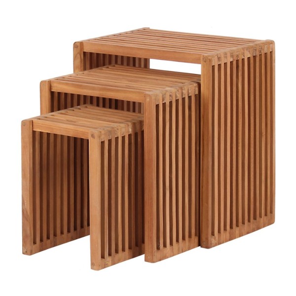 Beistelltische 3er Set, Teak