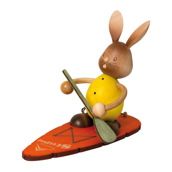 Hase Stupsi auf Stand Up Board - Holzfigur - Osterdekoration