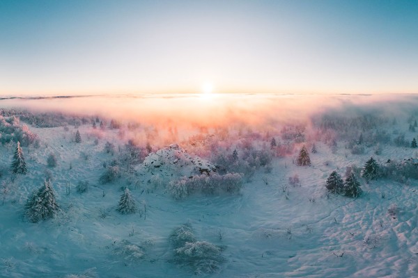 Wandbild Erzgebirge - Lugstein im Nebel (Motiv LV38)