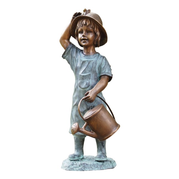 Gartenskulptur Mädchen mit Gießkanne Bronze