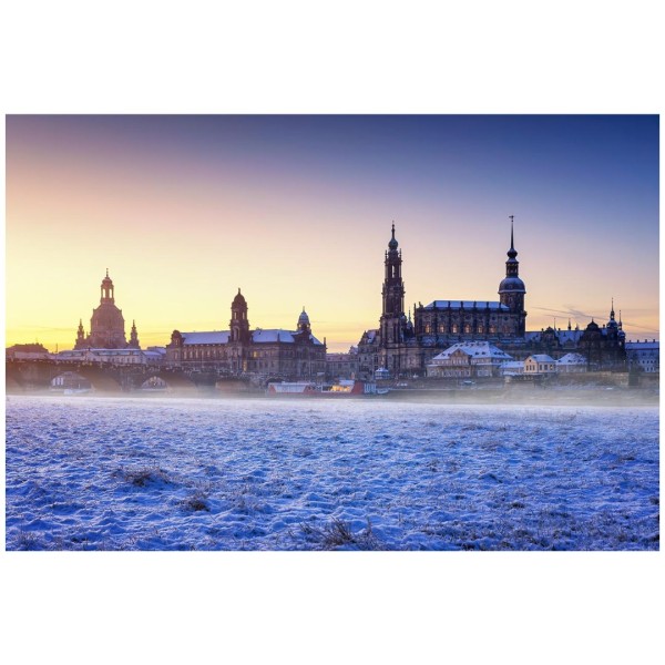 Wandbild Dresden - Königsufer an einem eisigen Wintermorgen (Motiv 01028)