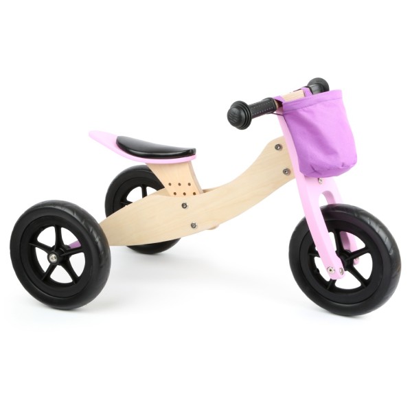 Laufrad-Trike Maxi 2 in1 - Rosa - mit höhenverstellbarem Sattel & abnehmbarer Lenkertasche