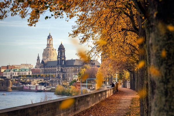 Wandbild Dresden - Das Königsufer im Herbst (Motiv 01142)