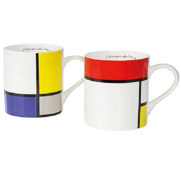 Piet Mondrian: 2 Kaffeebecher mit Künstlermotiven im Set