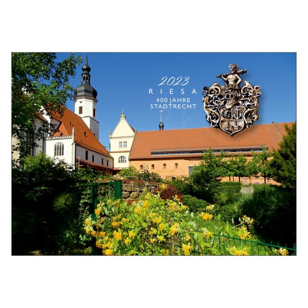 Postkarte Riesa - 400 Jahre Stadtrecht - Motiv Klosteranlage & Tierpark