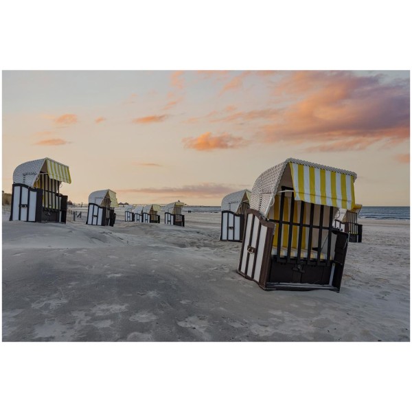 Wandbild Ostsee - Strandkörbe mit Sonnenuntergang (Motiv DMOS30)