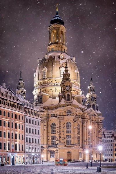 Wandbild Dresden - Die Frauenkirche im Schnee (Motiv 01000)