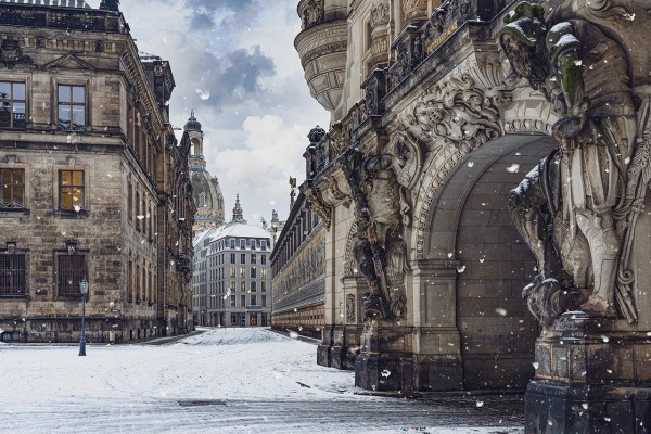 Wandbild Dresden - Fürstenzug im Winter (Motiv DMDD40)