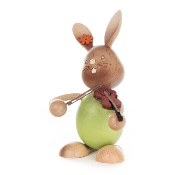 Hase Stupsi mit Geige - Holzfigur - Osterdekoration