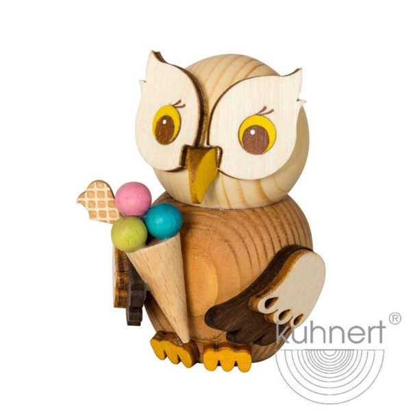 Holzfigur Mini-Eule mit Eis