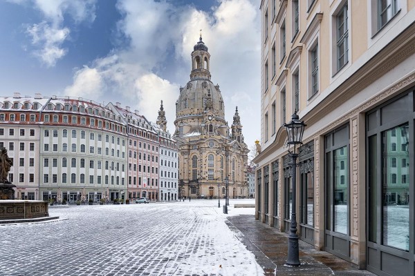 Wandbild Dresden - Blick vom Jüdenhof auf die Frauenkirche (Motiv DMDD28)