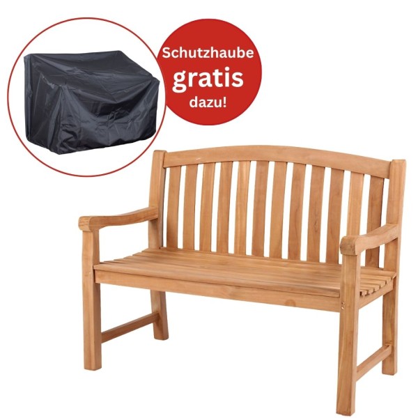 Gartenbank SWINDON Teakholz inkl. Schutzhülle Polyester - 2-teiliges Set