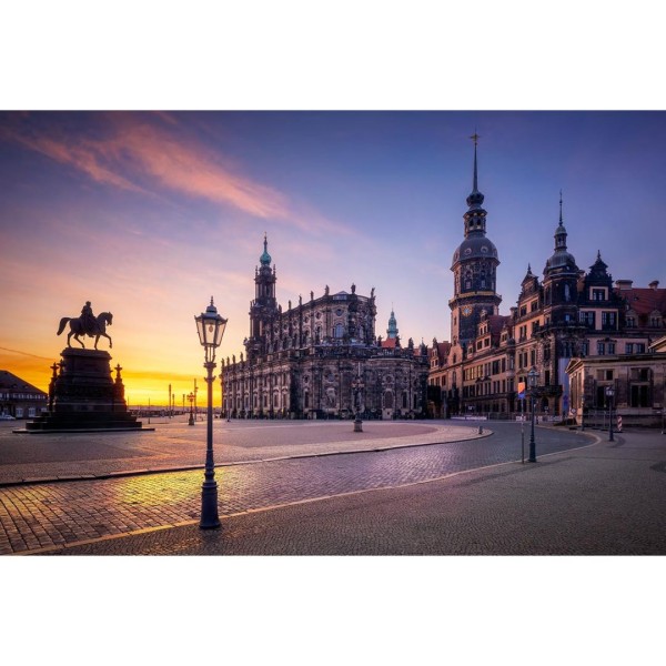 Wandbild Dresden - Theaterplatz zum Sonnenaufgang (Motiv 01048)
